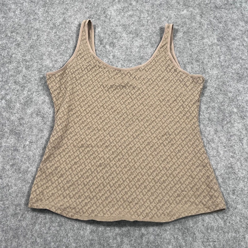 Skims Desert Brown Logo Mesh‎ Sleeveless Stretch Tank Top Women's Size Small